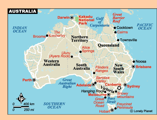 map of Australasia and the Pacific
